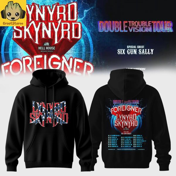 Lynyrd Skynyrd & Foreigner Double Trouble Double Vision Tour Hoodie T Shirt