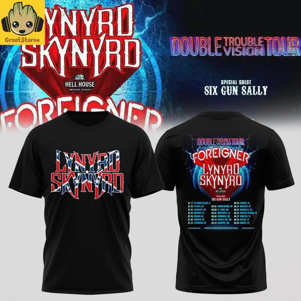 Lynyrd Skynyrd & Foreigner Double Trouble Double Vision Tour Hoodie T Shirt