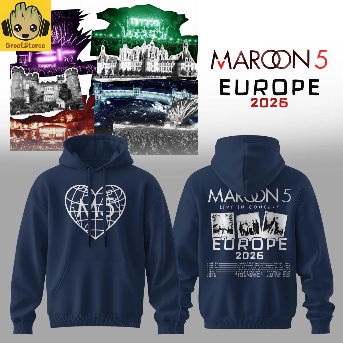 Maroon 5 - Love Is Like Europe Tour 2026 Hoodie Maroon 5 - Love Is Like Europe Tour 2026 Hoodie