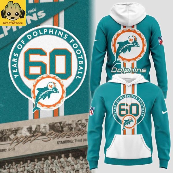 Miami Dolphins Football 60th Anniversary 2025 Hoodie