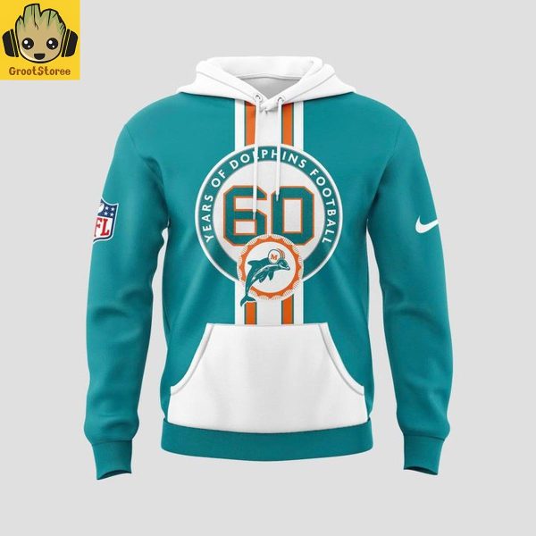 Miami Dolphins Football 60th Anniversary 2025 Hoodie