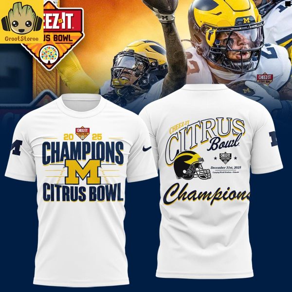 Michigan Wolverines 2025 Cheez It Citrus Bowl Champions White Hoodie Shirt