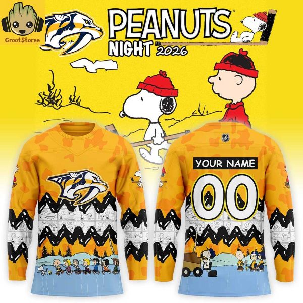 Nashville Predators x Peanuts Night 2026 Personalized Hockey Jersey