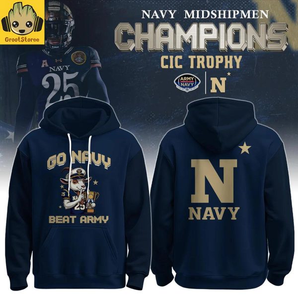 Navy Midshipmen Mascot Champions CICTrophy 2025 Hoodie