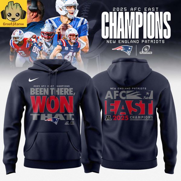 New England Patriots 2025 AFC East Division Champions Navy Hoodie Shirt
