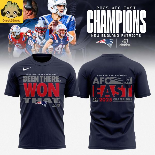 New England Patriots 2025 AFC East Division Champions Navy Hoodie Shirt