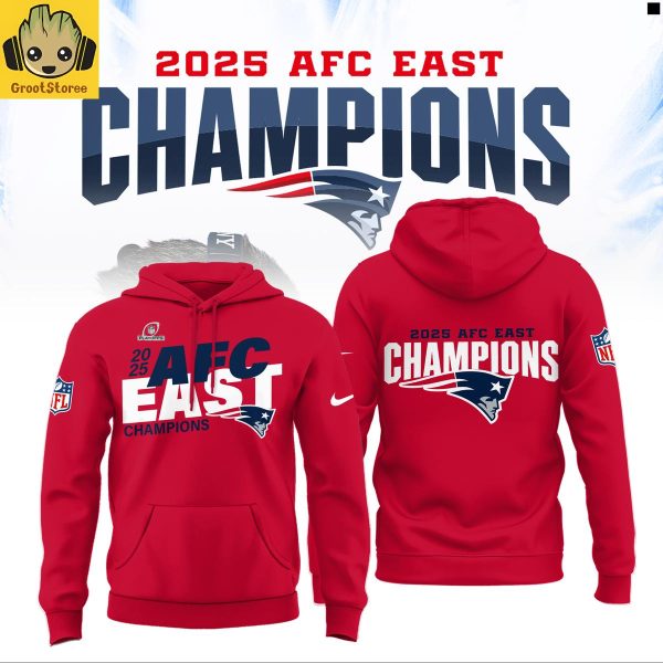 New England Patriots 2025 AFC East Division Champions Red Hoodie Shirt