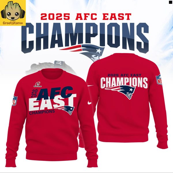 New England Patriots 2025 AFC East Division Champions Red Hoodie Shirt