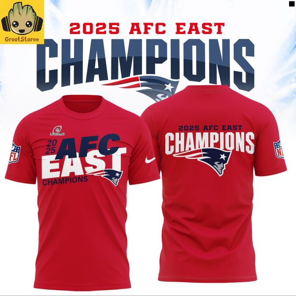 New England Patriots 2025 AFC East Division Champions Red Hoodie Shirt