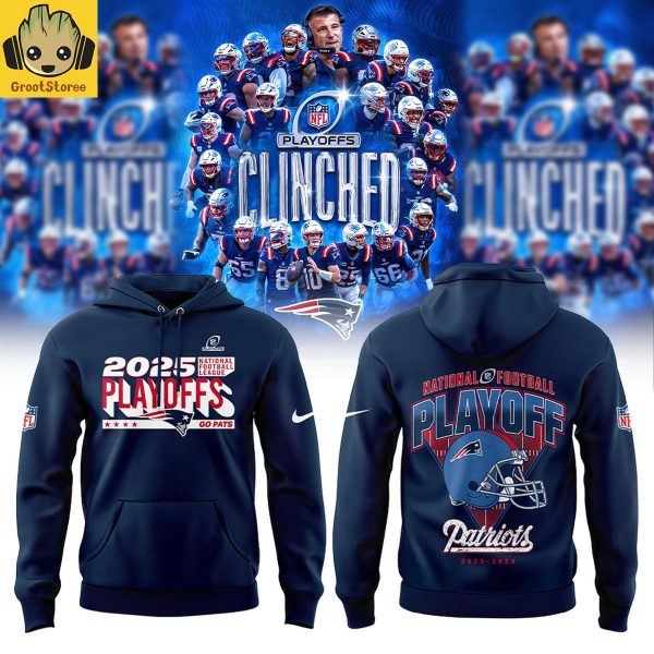 New England Patriots 2025 NFL Playoff Clinched Hoodie T-Shirt