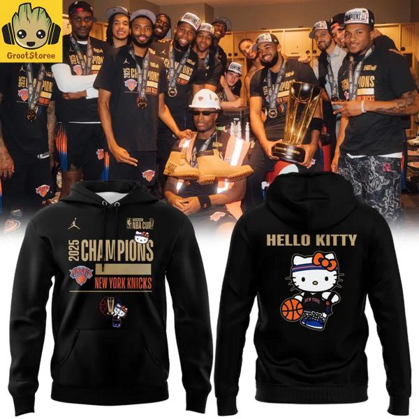 New York Knicks x Hello Kitty 2025 NBA Cup Champions Limited Hoodie T-Shirt