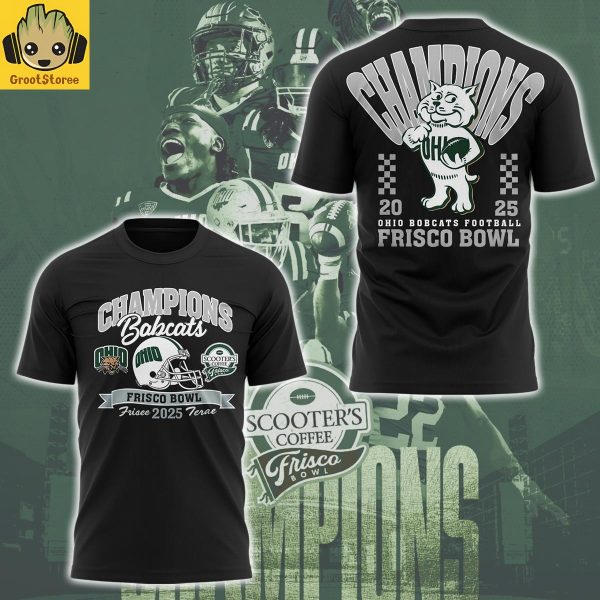 Ohio Bobcats Football Frisco Bowl Champions 2025 Black Hoodie T Shirt