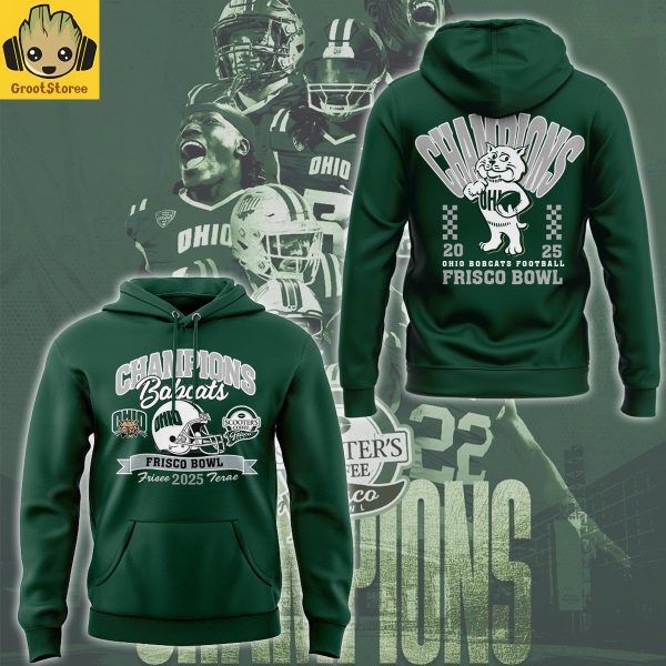 Ohio Bobcats Football Frisco Bowl Champions 2025 Green Hoodie T Shirt