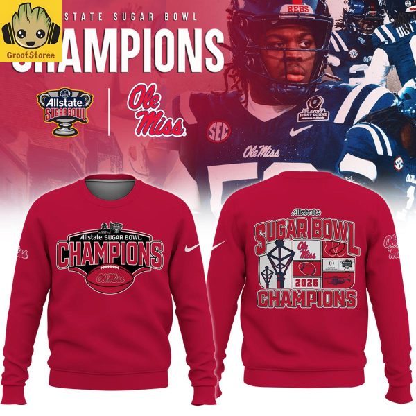 Ole Miss Rebels 2026 AllState Sugar Bowl Champions Red Hoodie Shirt