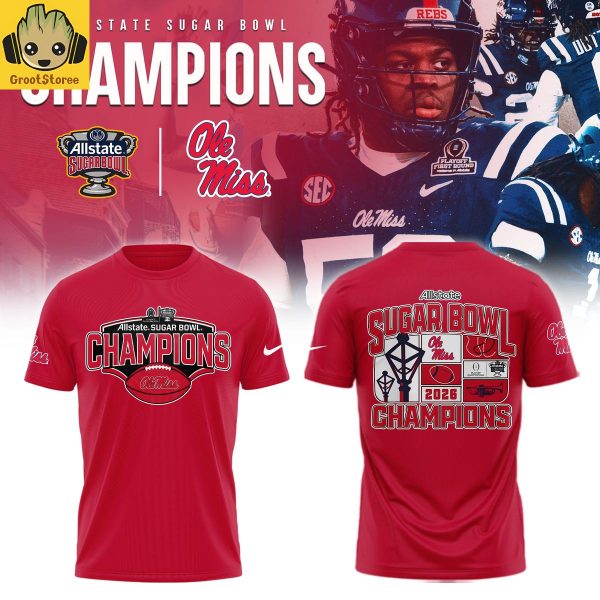 Ole Miss Rebels 2026 AllState Sugar Bowl Champions Red Hoodie Shirt