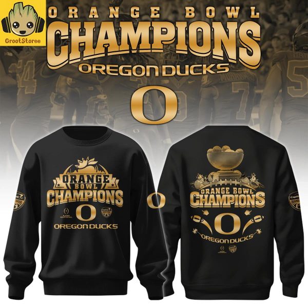 Oregon Ducks Football Orange Bowl Champions 2025 Gold Hoodie Shirt