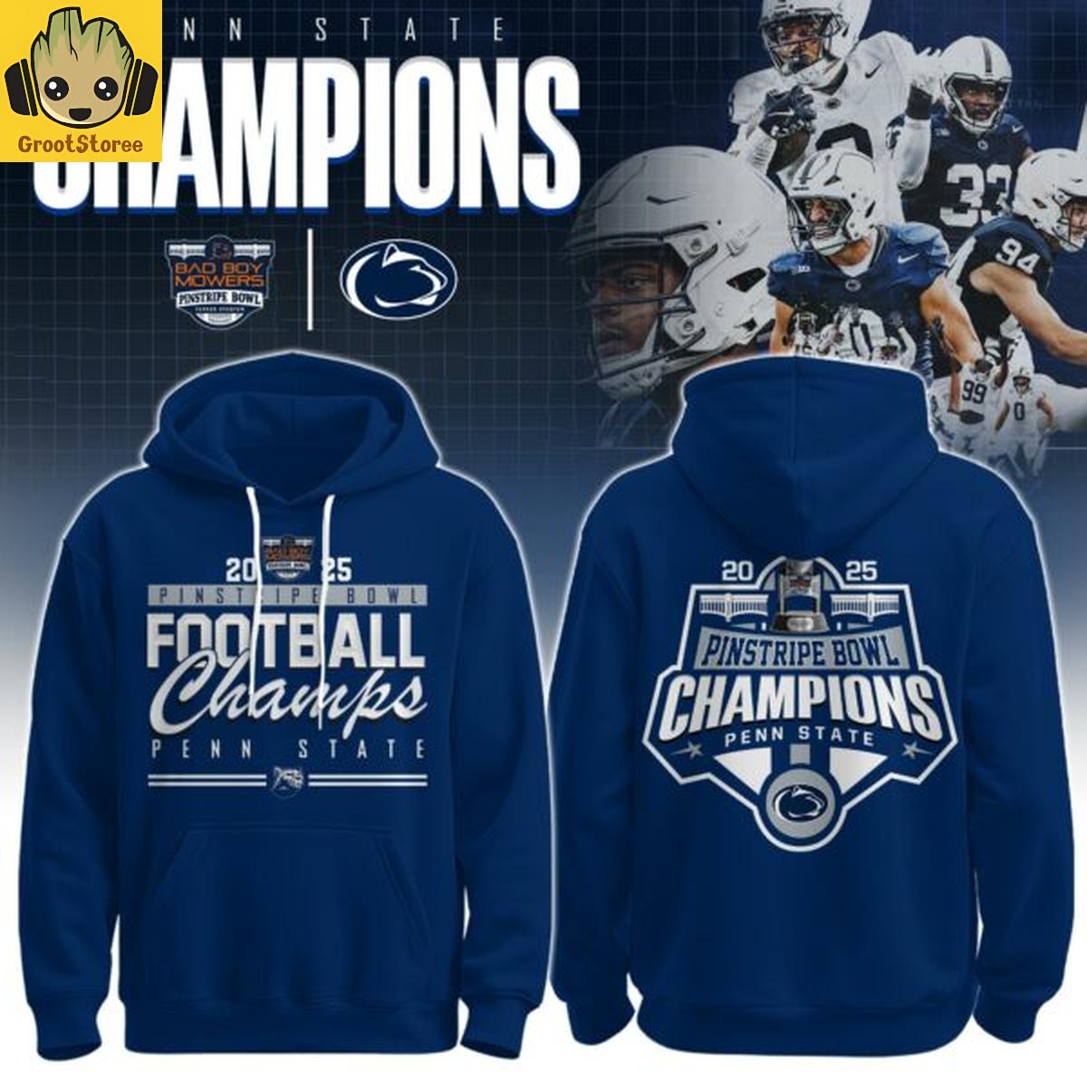 Penn State Football 2025 Bad Boy Mowers Pinstripe Bowl Champions Hoodie Shirt Penn State Football 2025 Bad Boy Mowers Pinstripe Bowl Champions Hoodie Shirt