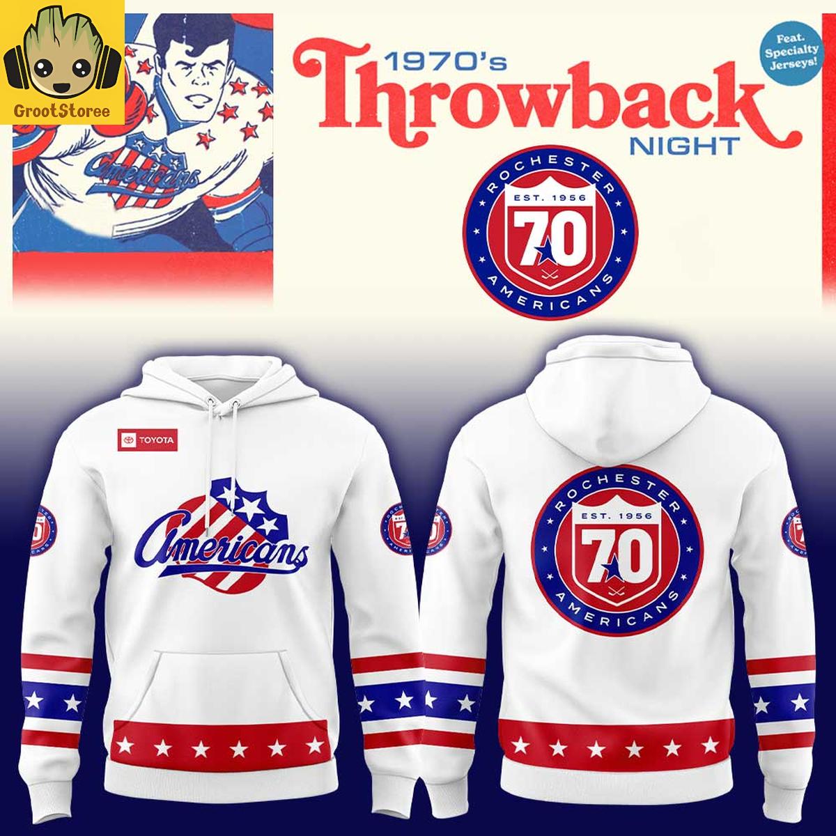 Rochester Americans 70th Anniversary Throwback Night 2025 Hoodie Rochester Americans 70th Anniversary Throwback Night 2025 Hoodie