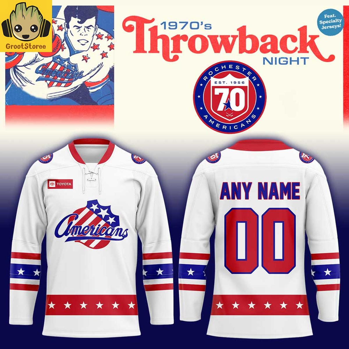 Rochester Americans 70th Anniversary Throwback Night 2025 Personalized Hockey Jersey Rochester Americans 70th Anniversary Throwback Night 2025 Personalized Hockey Jersey