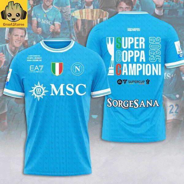 SSC Napoli Italian Super Coppa Campioni 2025 Hoodie T Shirt