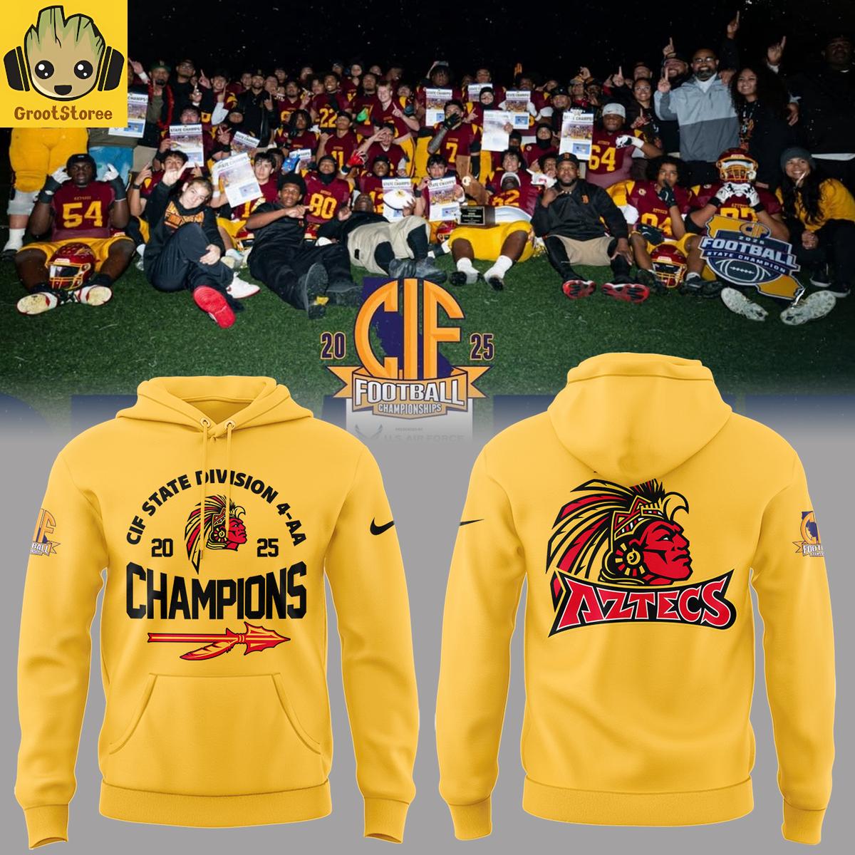 San Diego State Aztecs 2025 CIF State Division 4-AA Football Championships Hoodie T-Shirt San Diego State Aztecs 2025 CIF State Division 4-AA Football Championships Hoodie T-Shirt