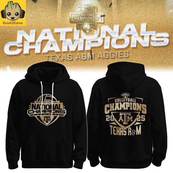 Texas A&M Aggies 2025 Womens Volleyball National Champions Black Hoodie T Shirt