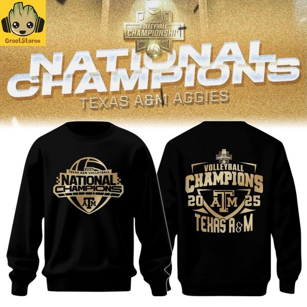 Texas A&M Aggies 2025 Womens Volleyball National Champions Black Hoodie T Shirt