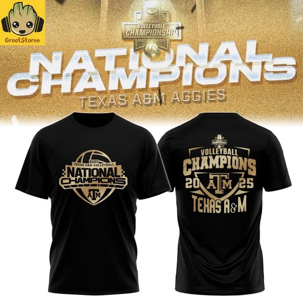 Texas A&M Aggies 2025 Womens Volleyball National Champions Black Hoodie T Shirt