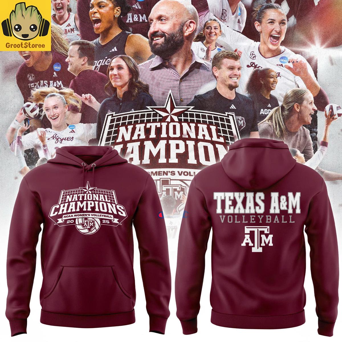 Texas A&M Aggies 2025 Womens Volleyball National Champions Hoodie T-Shirt Texas A&M Aggies 2025 Womens Volleyball National Champions Hoodie T-Shirt