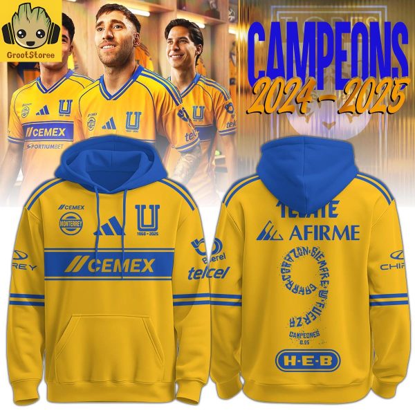 Tigres UANL Champions Liga MX 2025 Hoodie T-Shirt