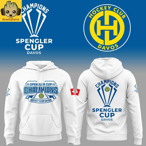 Davos Hockey 2025 Spengler Champions Cup White Hoodie