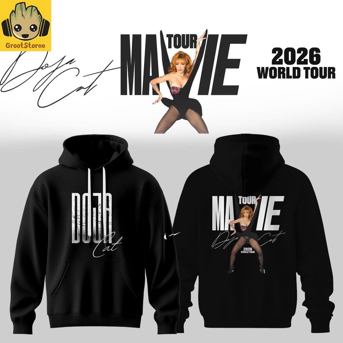 Doja Cat Tour Ma Vie World Tour UK & Europe 2026 Black Hoodie T-Shirt Doja Cat Tour Ma Vie World Tour UK & Europe 2026 Black Hoodie T-Shirt