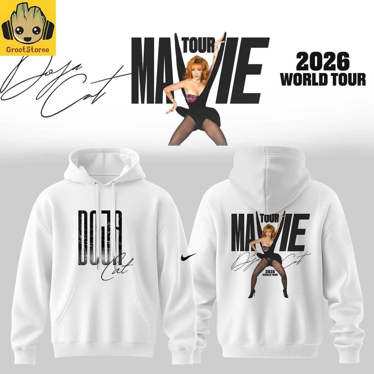 Doja Cat Tour Ma Vie World Tour UK & Europe 2026 White Hoodie T-Shirt Doja Cat Tour Ma Vie World Tour UK & Europe 2026 White Hoodie T-Shirt