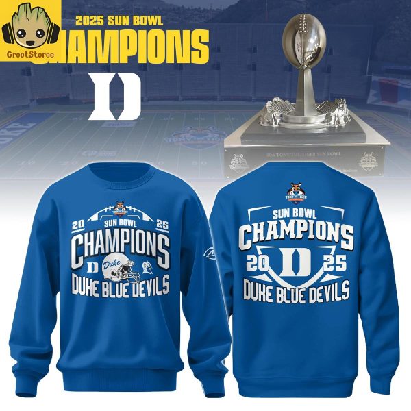 Duke Blue Devils 2025 Tony The Tigers Sun Bowl Champions Blue Hoodie Shirt