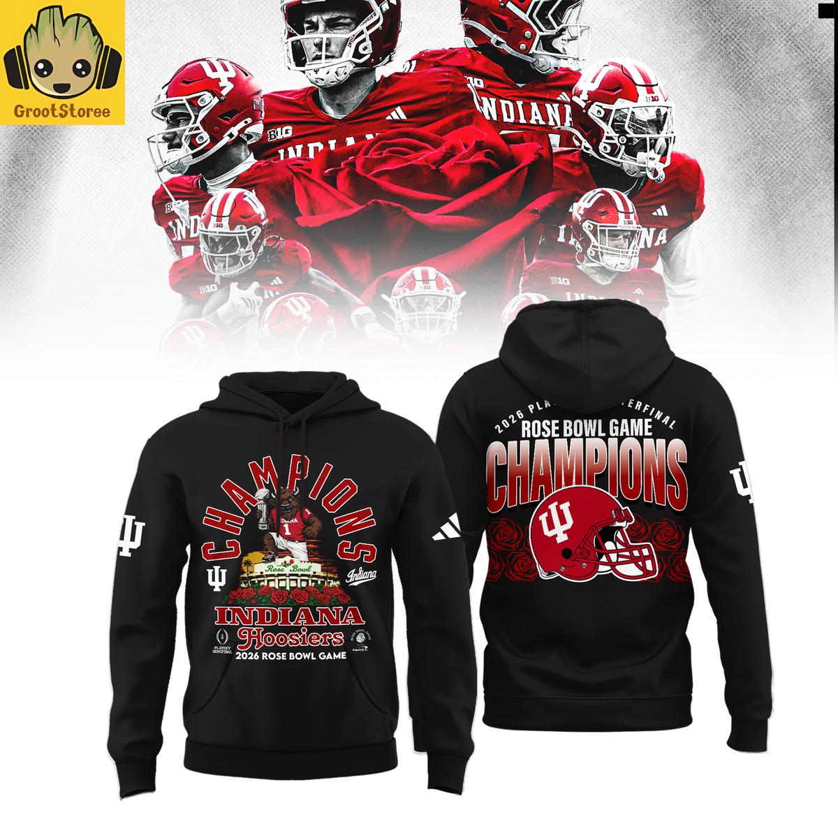Indiana Hoosiers 2026 Rose Bowl Champions Bison Mascot Hoodie T-Shirt Indiana Hoosiers 2026 Rose Bowl Champions Bison Mascot Hoodie T-Shirt