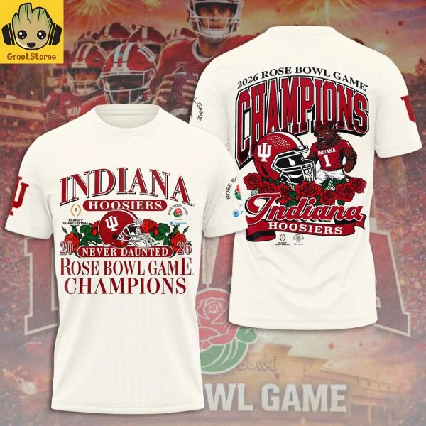 Indiana Hoosiers 2026 Rose Bowl Game Champions Beige Hoodie T Shirt