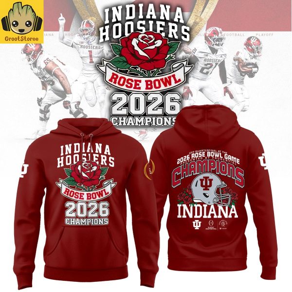 Indiana Hoosiers 2026 Rose Bowl Game Champions Red Hoodie