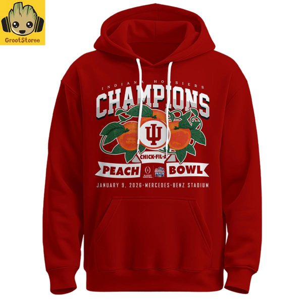 Indiana Hoosiers Chick fil A Peach Bowl Champions 2026 Red Hoodie Shirt