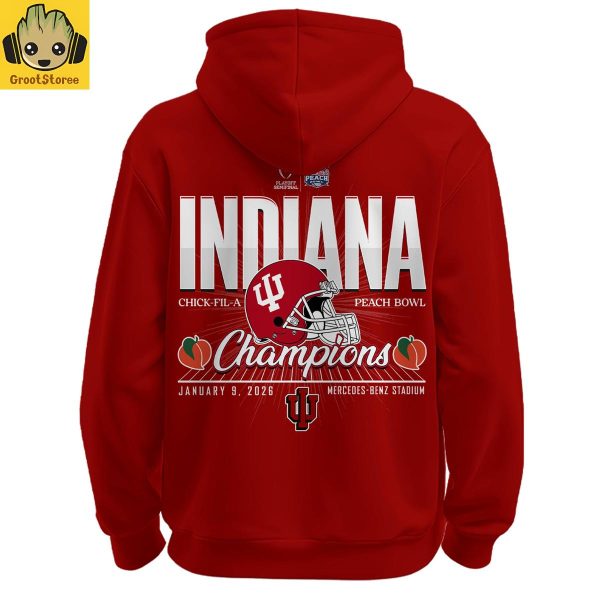 Indiana Hoosiers Chick fil A Peach Bowl Champions 2026 Red Hoodie Shirt