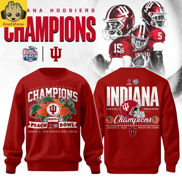 Indiana Hoosiers Chick fil A Peach Bowl Champions 2026 Red Hoodie Shirt