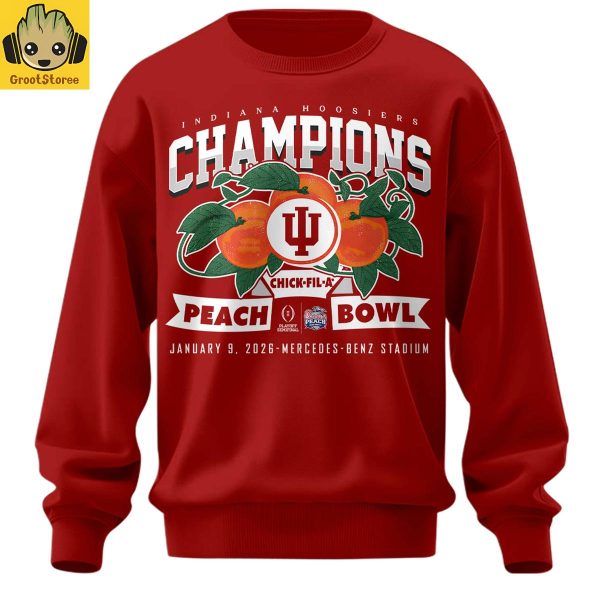 Indiana Hoosiers Chick fil A Peach Bowl Champions 2026 Red Hoodie Shirt