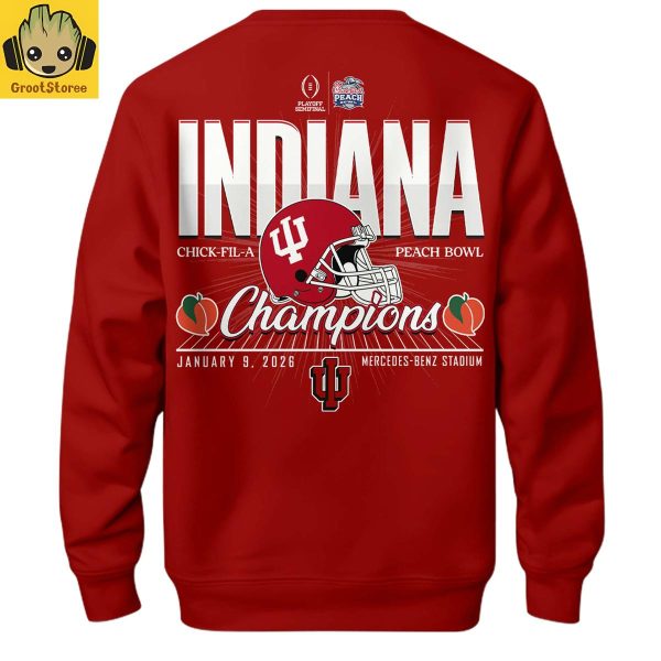 Indiana Hoosiers Chick fil A Peach Bowl Champions 2026 Red Hoodie Shirt