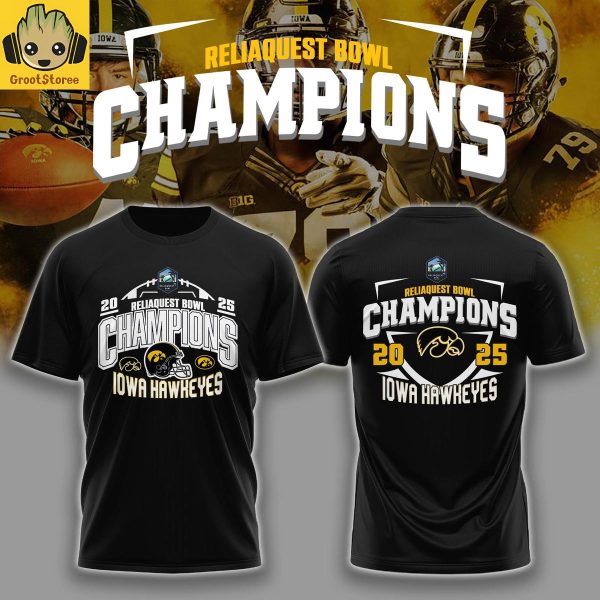 Iowa Hawkeyes 2025 ReliaQuest Bowl Champions Black Hoodie Shirt