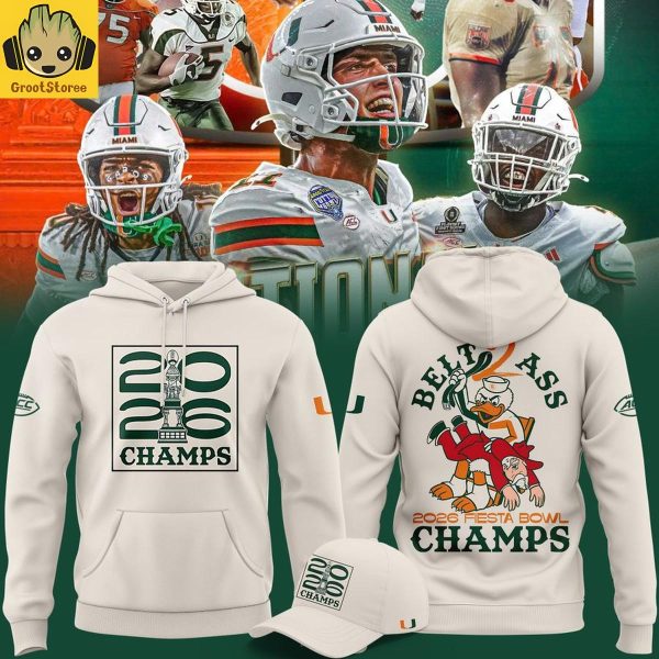 Miami Hurricanes Fiesta Bowl Champions 2026 B2A Beige Hoodie