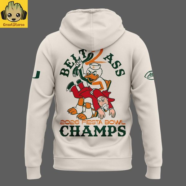 Miami Hurricanes Fiesta Bowl Champions 2026 B2A Beige Hoodie