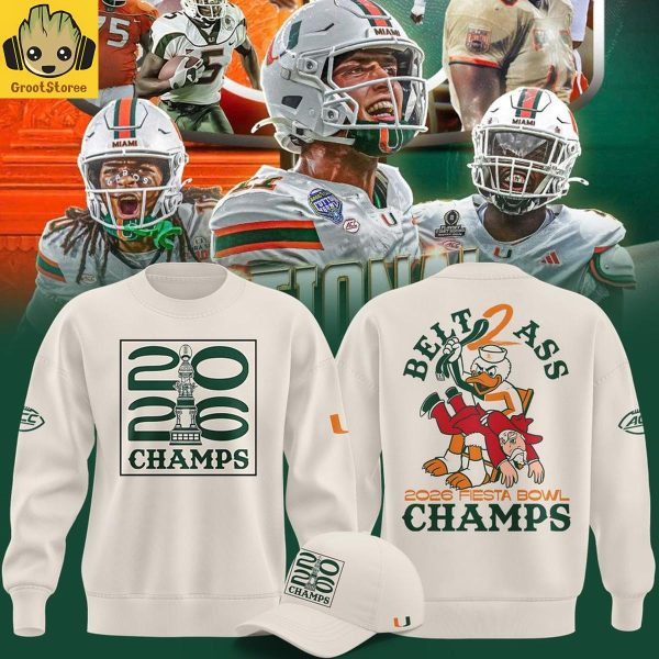 Miami Hurricanes Fiesta Bowl Champions 2026 B2A Beige Hoodie