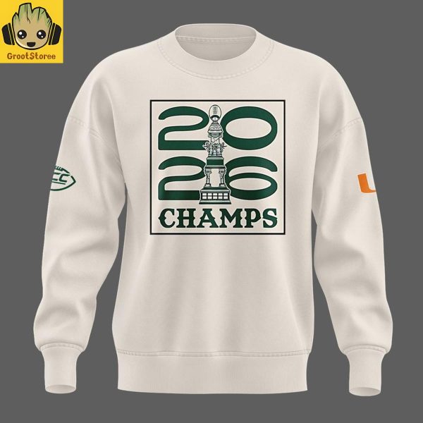Miami Hurricanes Fiesta Bowl Champions 2026 B2A Beige Hoodie