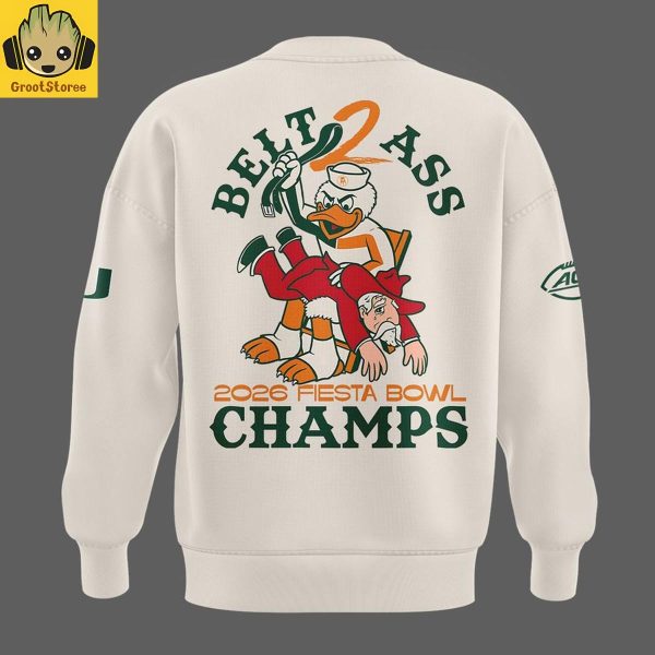 Miami Hurricanes Fiesta Bowl Champions 2026 B2A Beige Hoodie