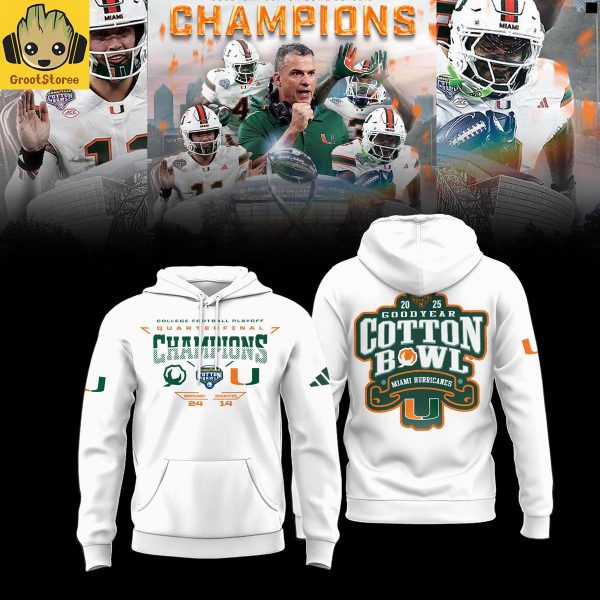 Miami Hurricanes Football Playoff 2025 Goodyear Cotton Bowl Champions Hoodie Shirt