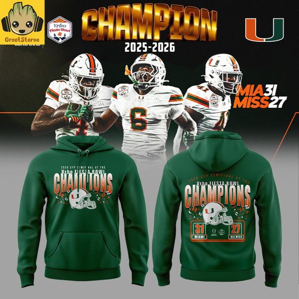 Miami Hurricanes Vrbo Fiesta Bowl Champions 2026 Final Score Hoodie T-Shirt